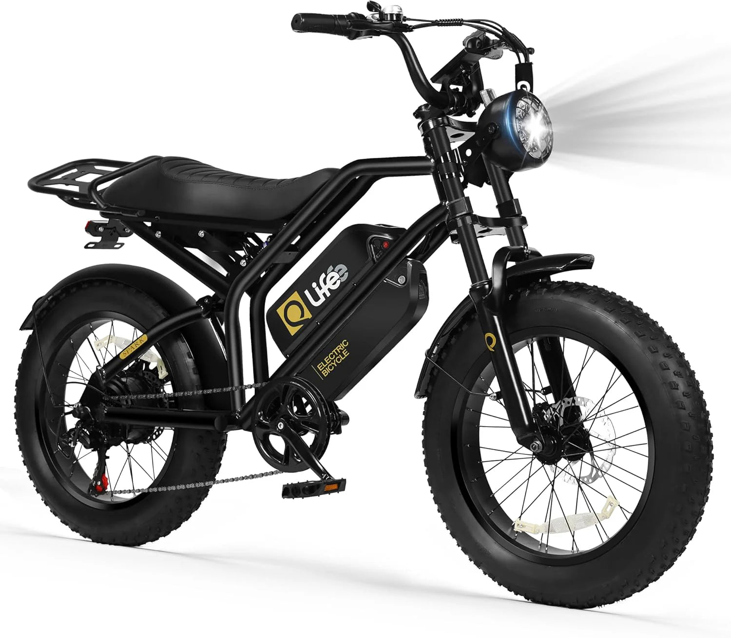 Qlife Electric Bike for Adults/Teens Spark-1500W Peak Motor 20" Fat Tires 28MPH(Unlock to 35MPH) Dirt Bike