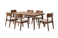 Wood Dining Table Set with Six Upholstered Chairs Brown/Beige
