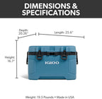 Igloo 52Qt Wheeled Cooler Insulated Hard Shell Ice Chest