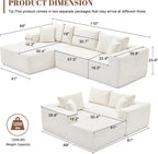110 Cloud Sectional Couch, Boneless Sofa for Living Room Modular Sectional Sofa with Deep Seat
