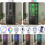 Corner wine cabinet with LED lights tall modern wine cabinet home bar wine storage cabinet