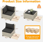 UDPATIO Outdoor Patio Furniture Set, 7-Piece PE Wicker Sectional Sofa with Tea Table, Outdoor Conversation Set