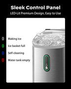 Nugget Ice Maker Countertop, Silonn Chewable Pellet Ice Machine with Self-Cleanin Function, 33lbs/24H Portable Ice Makers for Home Kitchen Officce, Black