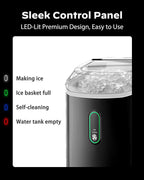 Nugget Ice Maker Countertop, Silonn Chewable Pellet Ice Machine with Self-Cleanin Function, 33lbs/24H Portable Ice Makers for Home Kitchen Officce, Black