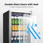 Beverage Refrigerator Cooler 126 Can Mini Fridge Glass Door for Drinks Soda Beer Wine Refrigerator