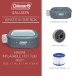 Coleman SaluSpa Atlantis AirJet 4 to 6 Person Inflatable Hot Tub Square Portable Outdoor Spa with 140 Soothing Jets with Cover, Blue