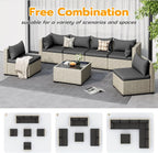 UDPATIO Outdoor Patio Furniture Set, 7-Piece PE Wicker Sectional Sofa with Tea Table, Outdoor Conversation Set