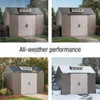 Rubbermaid Resin Outdoor Storage Shed With Floor Weather Resistant Gray Organization for Home