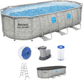 Power Steel Swim Vista Series II 14' x 8' 2" x 39.5" Above Ground Outdoor Swimming Pool Set