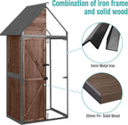 Sheds Outdoor Storage Garden Shed with Metal Frame Structure and Adjustable Shelves