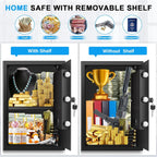 3.8 Cub Large safe is fireproof and waterproof, burglar proof and fireproof safe, with numeric keypad, spare key and 2 removable shelves