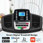 SereneLife Folding Treadmill - Foldable Home Fitness Equipment with LCD for Walking & Running - Cardio Exercise Machine - Preset and Adjustable Programs - Bluetooth Connectivity