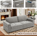 Hanherry 89" Sofa for Living Room, Modern Comfy Sofa with Medium Firm Seat Cushion, Removable Cover,Wide Armrest,USB/Type-C Port,Chenille Fabric Couches for Small Space,Apartment