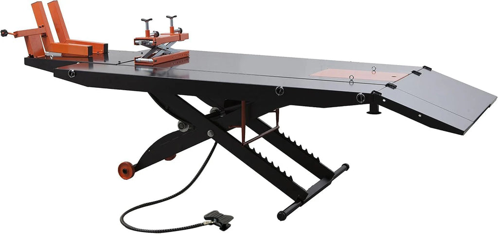 APlusLift MT1500X 1500LB Air-Operated Motorcycle & ATV Lift Table ?C 48" Wide with Side Extensions, 2-Year Warranty