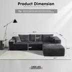 ovios 104" Cloud Sectional Couch with L-Shape Chaise,Modern Modular Sofa with Deep Seat, Upholstered Couches for Living Room Bedroom,No Assembly Required, Black (Corduroy Fabric)