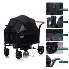 Wagon Stroller for 2 Kids & Cargo-Travel Stroller Push-Pull Double Wagon Lightweight Folding Stroller for Newborn&Toddler with 5-Point Harness,Adjustable Handle Bar and Canopy,Tray Table,Cup Holder