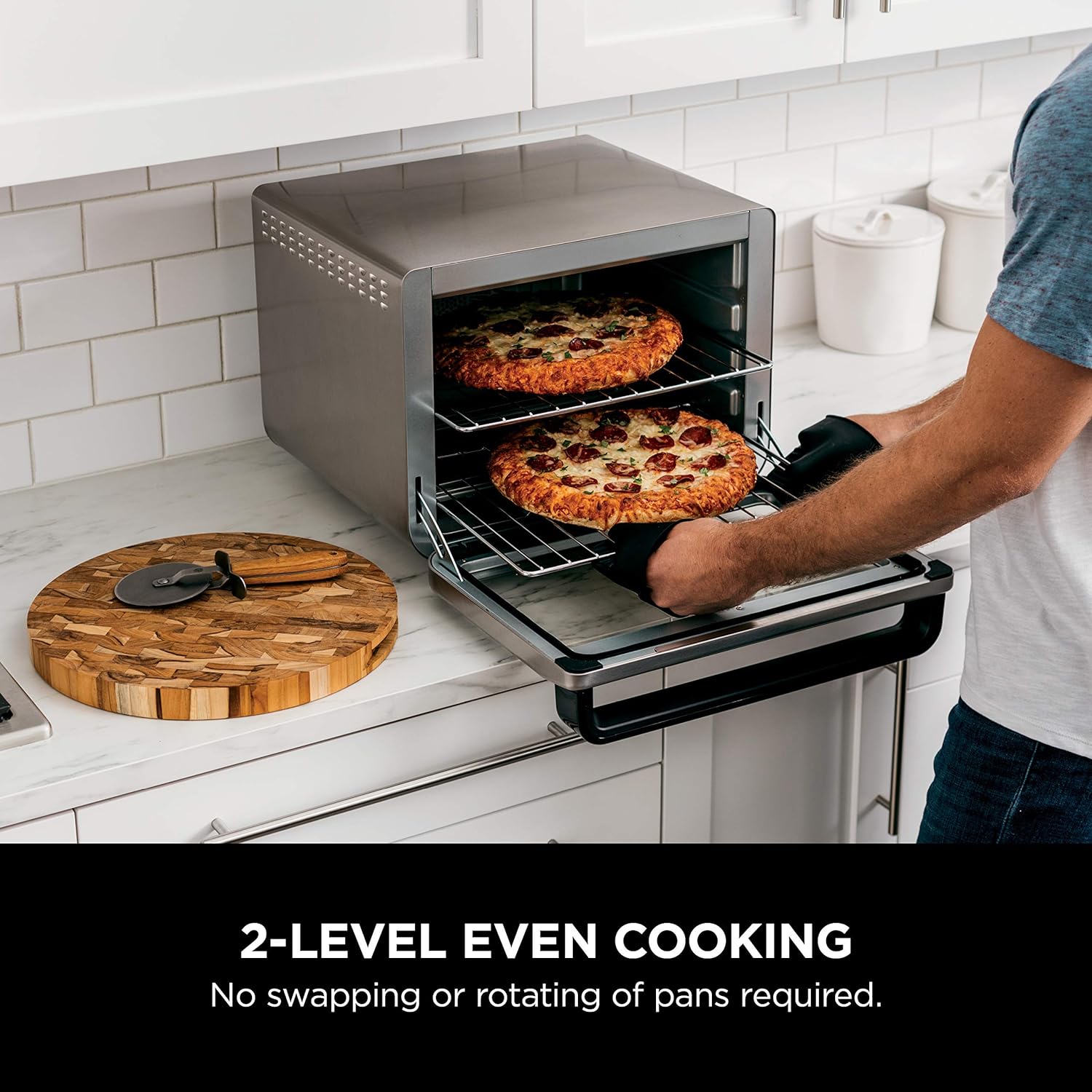 10-in-1 Smart Air Fry Digital Countertop Convection Toaster Oven with Thermometer XL Capacity and a Stainless Steel Finish