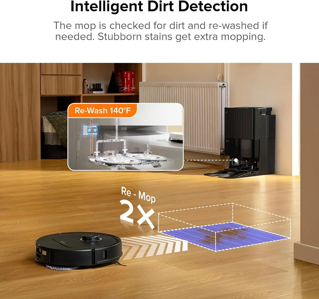 Qrevo Pro Robot Vacuum and Mop with FlexiArm Design Edge Mopping, Dynamic Hot Water Mop Washing and Auto Mop Drying, Intelligent Dirt Detection, 7,000 Pa Suction, Ideal for Carpets