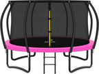 Trampoline 8FT 10FT 12FT 14FT 16FT, Recreational Trampolines with Enclosure Net and Ladder, Outdoor Anti-Rust Trampolines for Kids and Adults, ASTM Approved