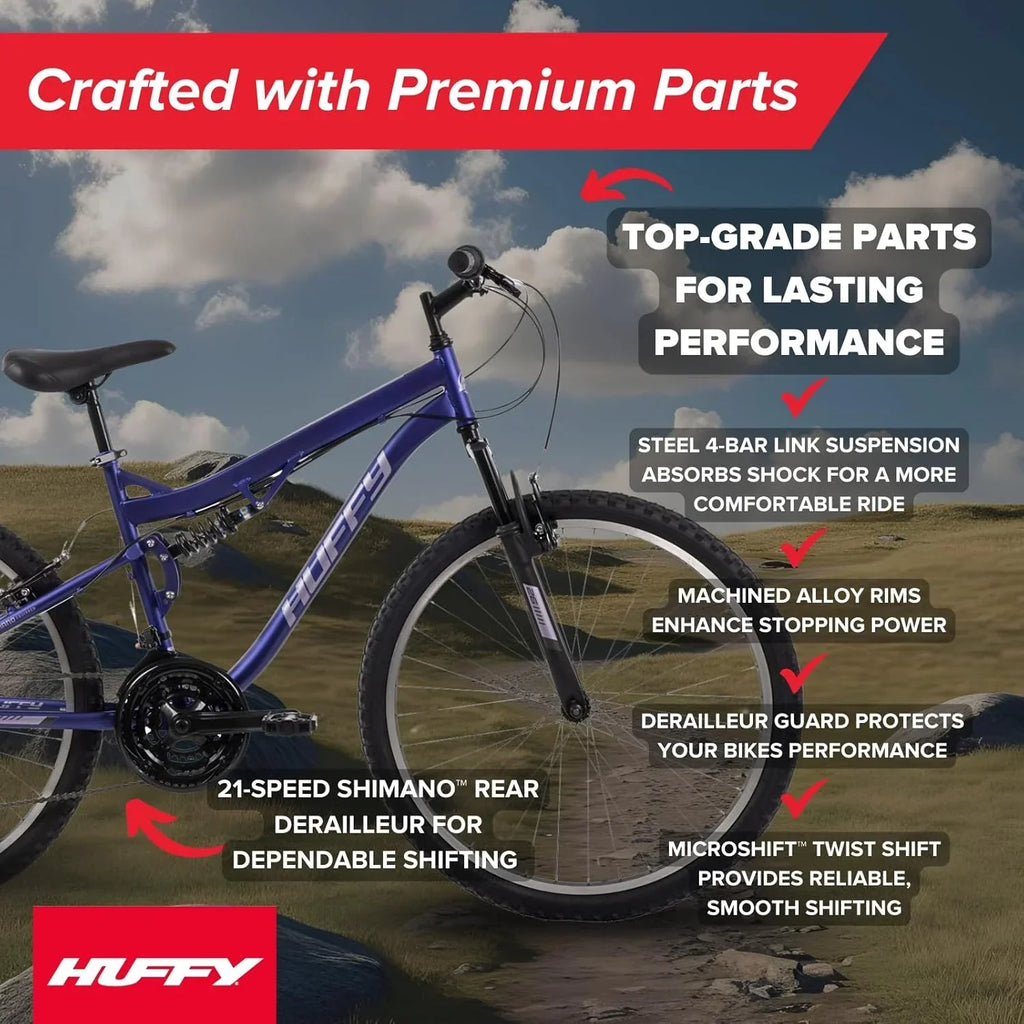 Huffy Stone Mountain Hardtail Mountain Bike for Boys/Girls/Men/Women 20"/24"/26" Sizes