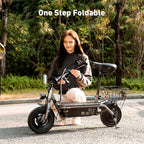 iScooter electric scooter with seat, 37/21 mile range, 28/19/15.6 mph top speed, dual suspension scooter with basket