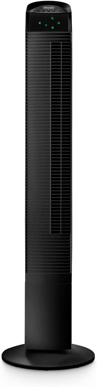 De'Longhi Tower Fan with Ioniser - 3 Speeds, LED Display & Remote, Black