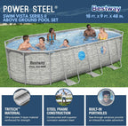Power Steel Swim Vista Series II 14' x 8' 2" x 39.5" Above Ground Outdoor Swimming Pool Set
