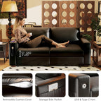 Hanherry 89" Sofa for Living Room, Modern Comfy Sofa with Medium Firm Seat Cushion, Removable Cover,Wide Armrest,USB/Type-C Port,Chenille Fabric Couches for Small Space,Apartment