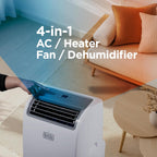 BLACK+DECKER 10,000 BTU Portable Air Conditioner for Rooms up to 450 Sq with Remote Control