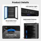 Beverage Refrigerator Cooler 126 Can Mini Fridge Glass Door for Drinks Soda Beer Wine Refrigerator