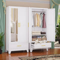 Steel Armoire Wardrobe Closet, 71" Metal Clothing Storage Cabinets
