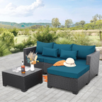 Rattaner Outdoor Furniture Set 3 Pieces Wicker Patio Furniture Outdoor Sectional Patio Couch Outdoor Coffee Table with Storage All-Weather Non-Slip Cushions Waterproof Covers