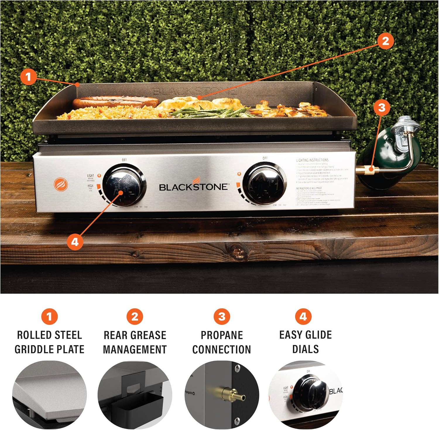 Blackstone 1666 22?? Tabletop Griddle with Stainless Steel Faceplate, Powder Coated Steel, Black