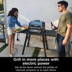 Premium XL Outdoor Grill & Smoker, Bluetooth, App Enabled, 7-in-1 Master Grill, BBQ Smoker, Outdoor Air Fryer, Woodfire Technology, 2 Built-In Thermometers, Black