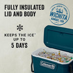 Coleman Insulated Portable Rolling Cooler with Wheels, Leak-Proof Outdoor Hard Cooler, Keeps Ice for Up to 5 Days, 100 Quart